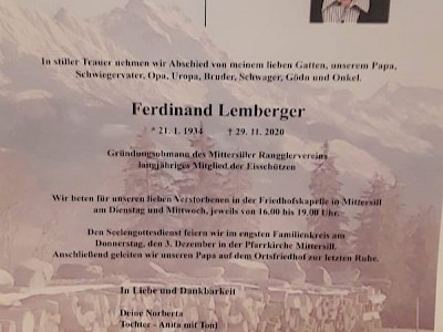 Zum Bericht: Abschied von Ferdinand Lemberger