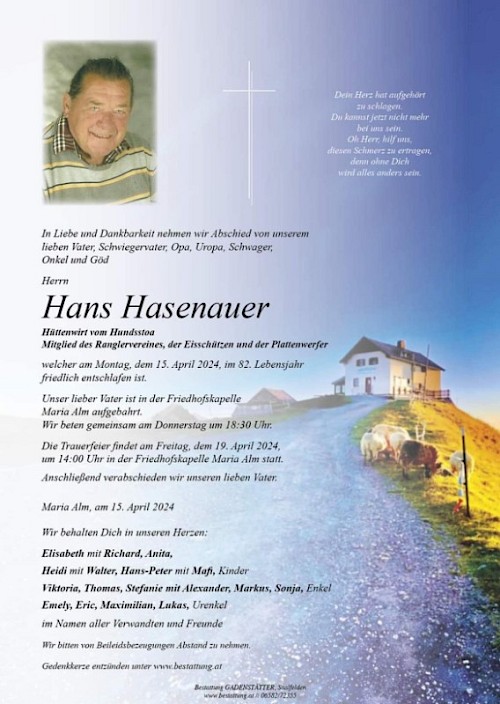 Abschied von Hundstoa Wirt Hans Hasenauer